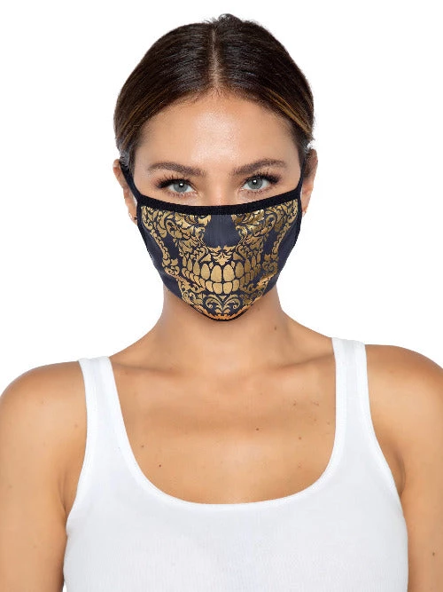 Leg Avenue Gold Foil Skull Face Mask