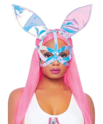 Leg Avenue Holographic Vinyl Bunny Ear Harness Mask