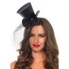 Leg Avenue Mini Glitter Top Hat With Fishnet Veil