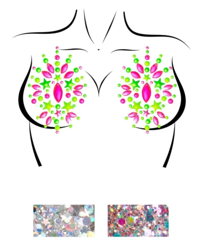 Leg Avenue Best Selling Products Riot Neon Adhesive Glow In The Dark Jewel Nipple Stickers