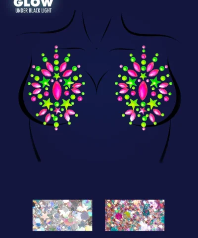 Leg Avenue Best Selling Products Riot Neon Adhesive Glow In The Dark Jewel Nipple Stickers