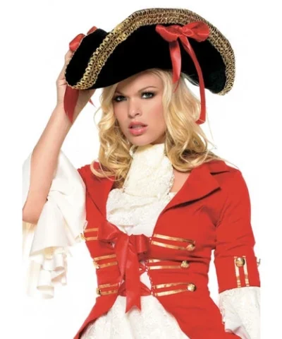 Leg Avenue Pirate Hat With Thick Gold Trim And Satin Ribbons