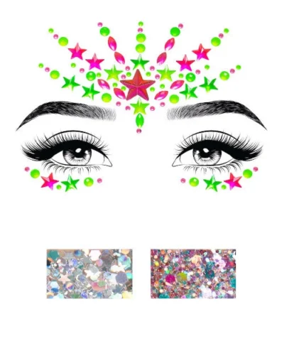 Leg Avenue Vibe Neon Adhesive Black Light Face Jewel Sticker