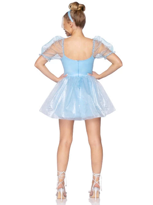 Leg Avenue Design Your Own Costumes Frosted Organza Babydoll Dress With Ruffled Sweetheart Neckline And Puff Sleeves