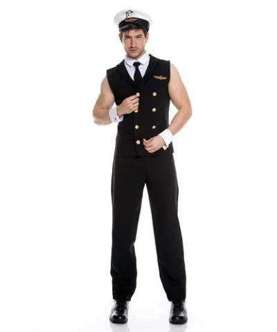 Music Legs Mens Military & Uniforms Airline Pilot Mens Costume