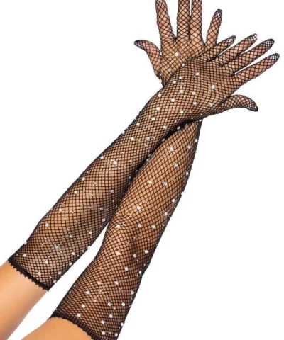 Leg Avenue Bling Ring Rhinestone Fishnet Gloves
