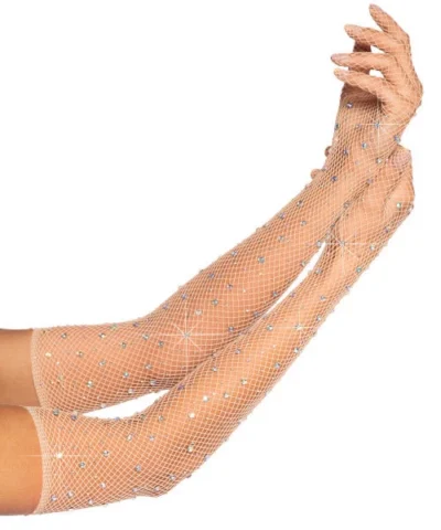 Leg Avenue Bling Ring Rhinestone Fishnet Gloves