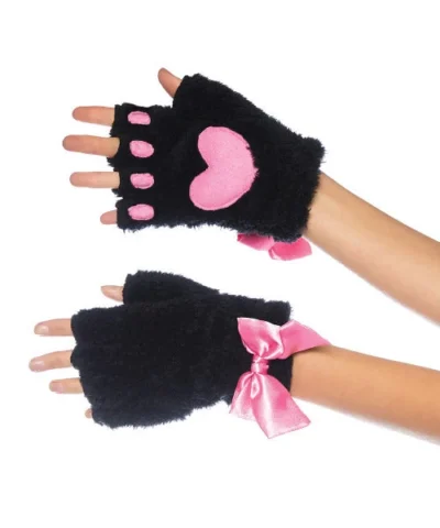 Leg Avenue Plush Kitty Paw Fingerless Gloves