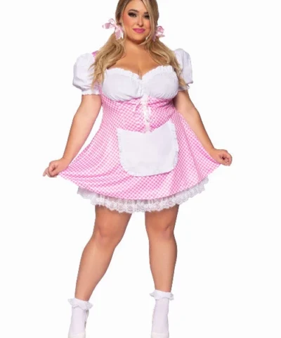 Leg Avenue Design Your Own Costumes Gingham Dress With Lace Up Front And Attached Apron.