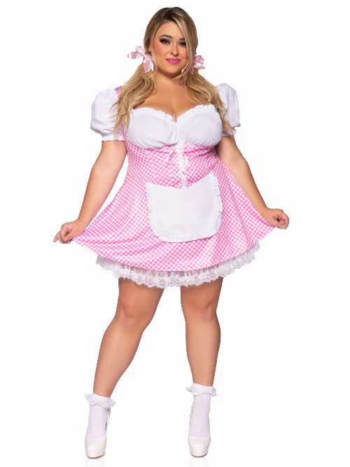 Leg Avenue Design Your Own Costumes Gingham Dress With Lace Up Front And Attached Apron.
