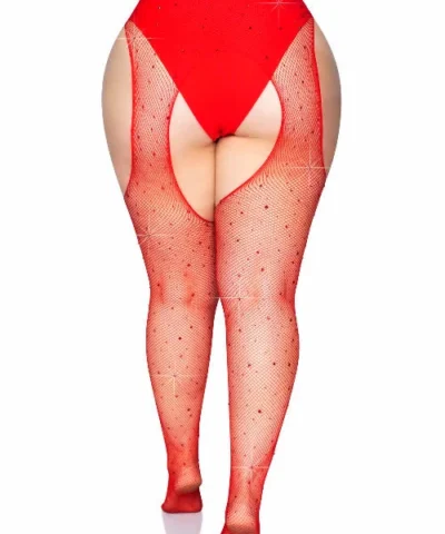 Leg Avenue Garterbelt Stockings And Suspender Hose Casey Rhinestone Fishnet Suspender Pantyhose