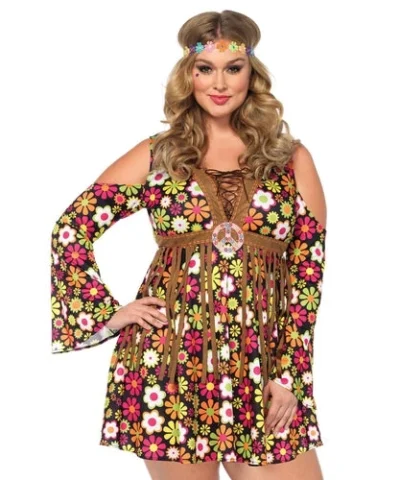 Leg Avenue Oldies Time Period Starflower Hippie Dress Costume