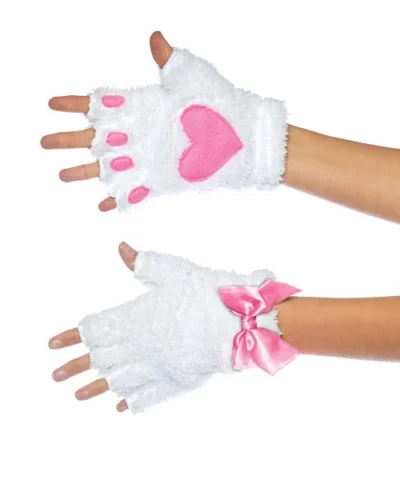 Leg Avenue Plush Kitty Paw Fingerless Gloves