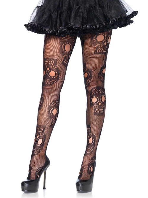 Leg Avenue Halloween And Holiday Hosiery Sugar Skull Net Tights