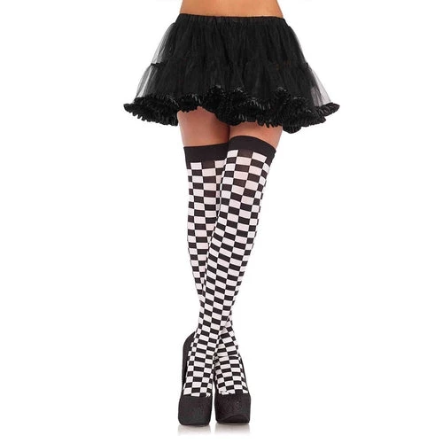 Leg Avenue Poppy Checkerboard Thigh High Stockings