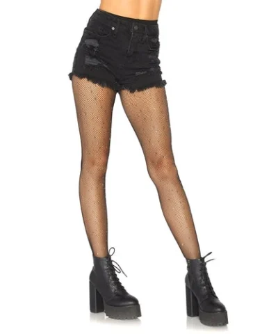 Leg Avenue Net & Lace Tights Sadie Gunmetal Stud Fishnet Tights