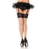 Leg Avenue Spandex Sheer Cuban Heel Backseam Lace Top Thigh Highs O/S NUDE/BLACK Sheer And Opaque Thigh Highs