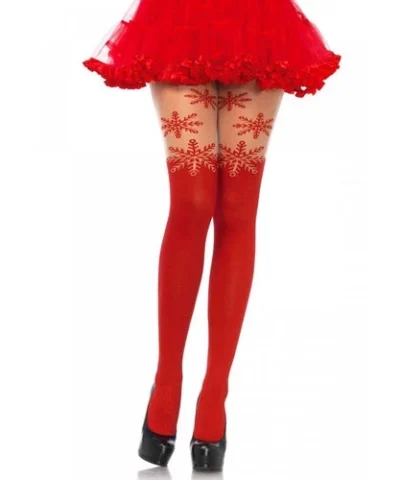 Leg Avenue Snowflake Opaque Pantyhose Halloween And Holiday Hosiery