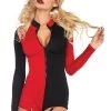 Leg Avenue Zipper Front Two Tone Harlequin Romper Costume Superhero