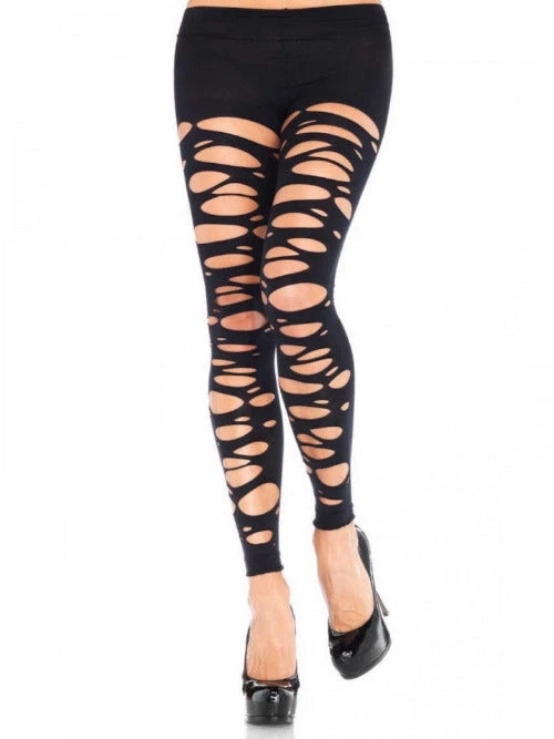 Leg Avenue Posy Tattered Footless Tights Net & Lace Tights