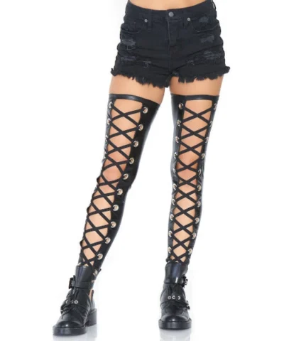 Leg Avenue Merlyn Wet Look Thigh Highs
