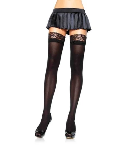 Leg Avenue Sheer And Opaque Thigh Highs Lace Top Opaque Thigh Highs