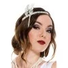 Music Legs Faux Rhinestone Silver Plated Flapper Headband