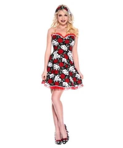 Music Legs Ladies Pin Up Attractive Gal Dress Costume Day Of The Dead