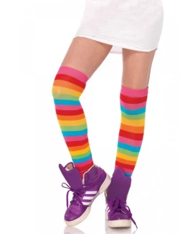 Leg Avenue Lycra Acrylic Rainbow Thigh High O/S Sheer And Opaque Thigh Highs