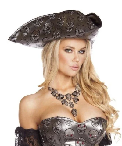 Roma Rhinestone Skeleton Skull Necklace Costume Jewelry