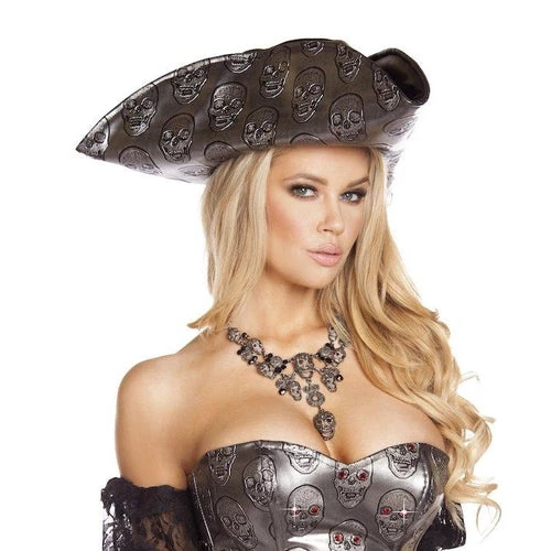 Roma Rhinestone Skeleton Skull Necklace Costume Jewelry